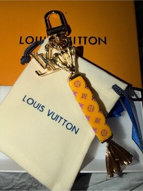 Gold-Tone Logo Charm Candy Keychain